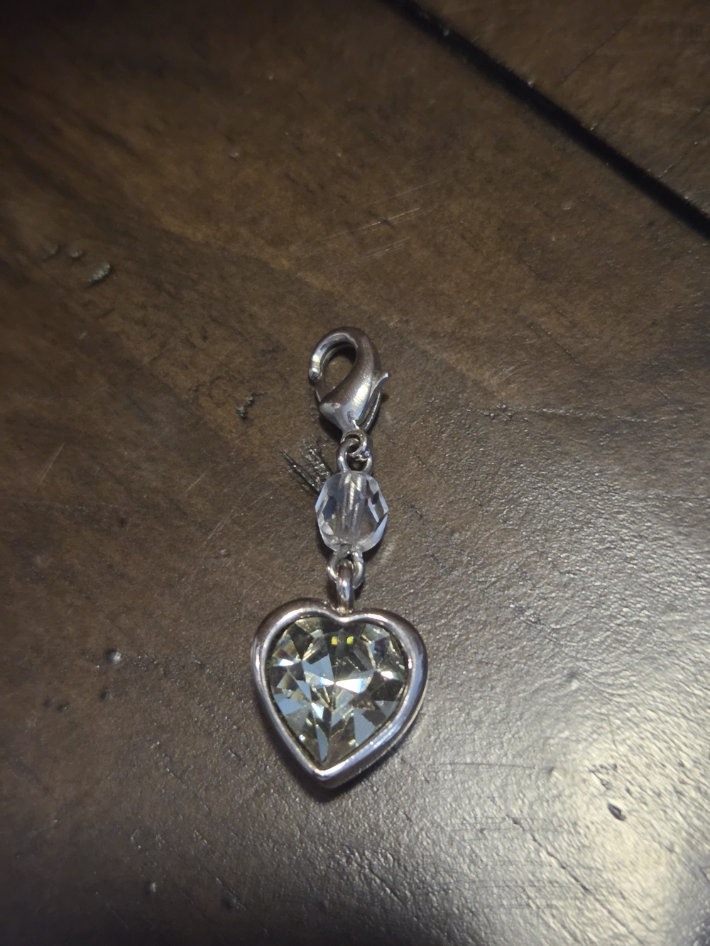Sabika Silver-Tone Heart Crystal Charm - Clear
